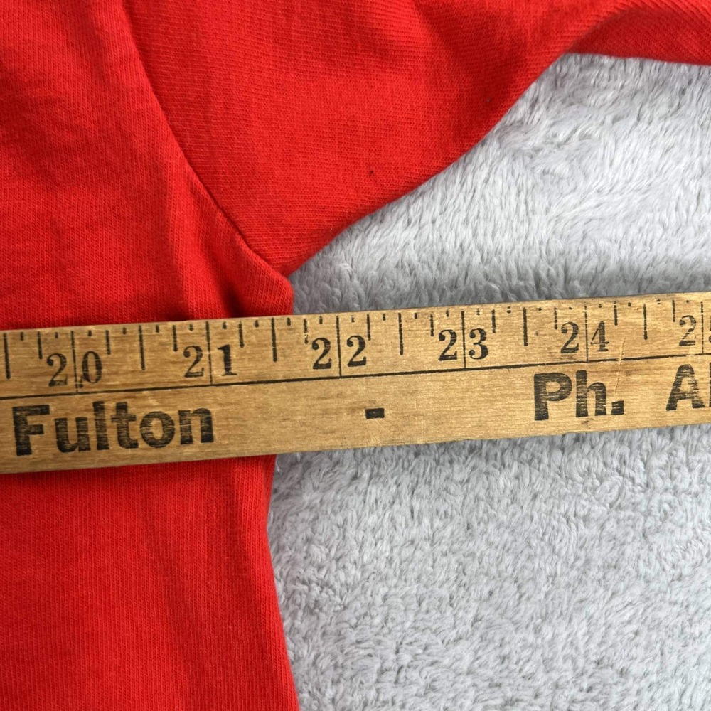 Vintage 90's Puff Print Fresno State Bulldogs T Shirt XL Fruit Loom Red Made USA - Picture 10 of 12